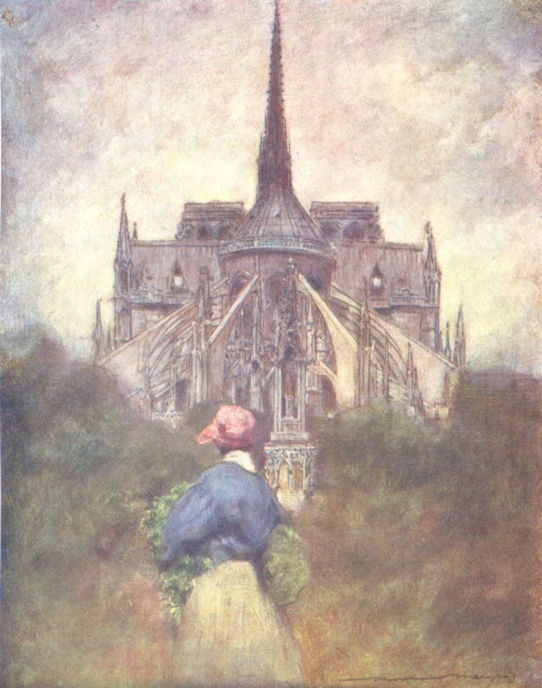 PARIS. Notre Dame 1909 old antique vintage print picture